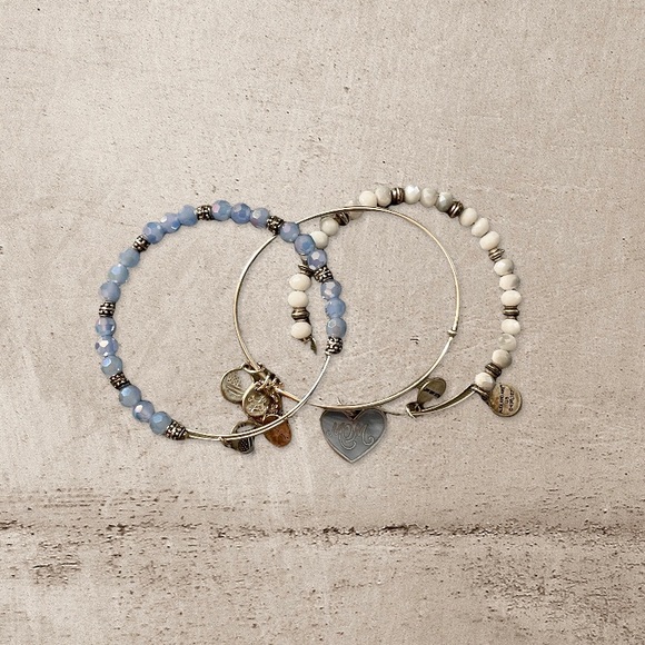 Alex and Ani Blue and White Mother’s Day Bracelets Set of 3 - Picture 1 of 4